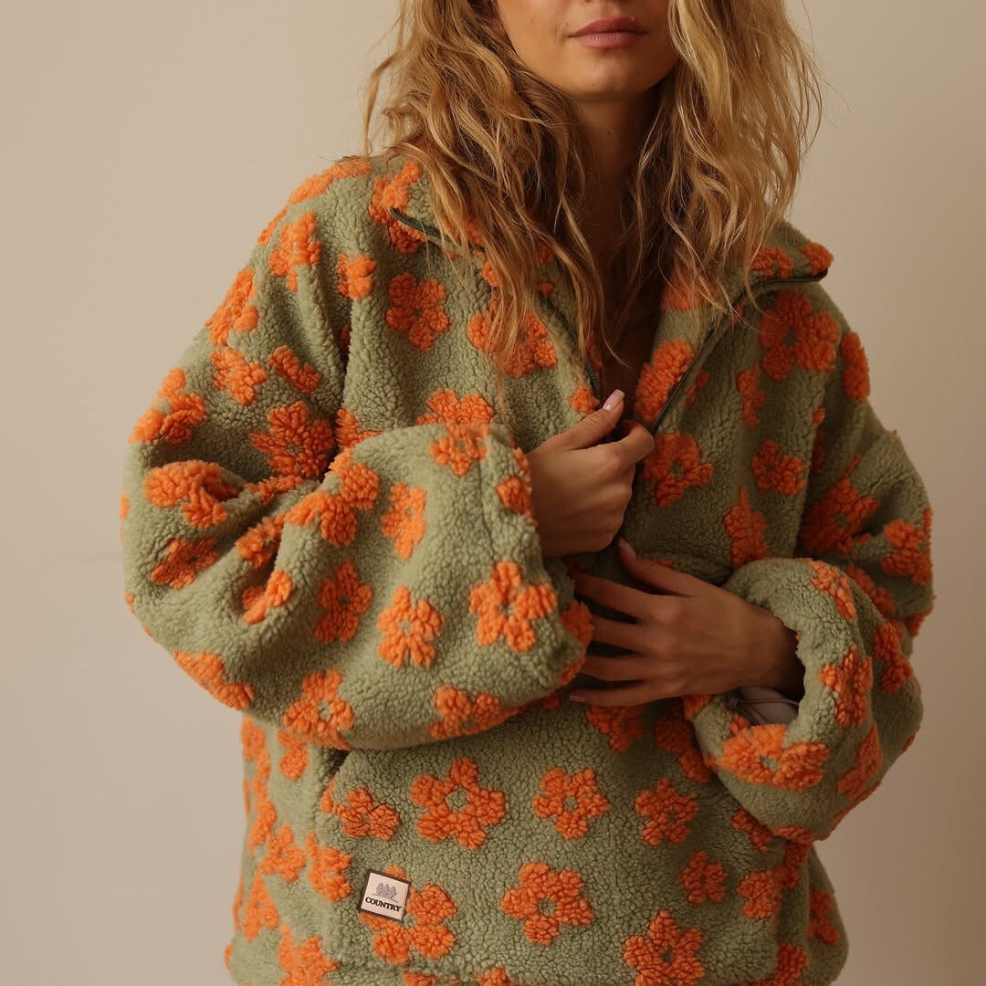 Daisy - Boho Kwiatowy Sweter Fleece