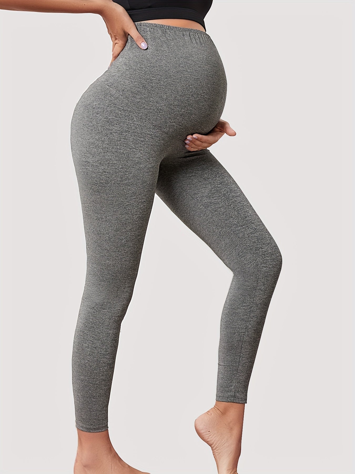 2 sztuki Legginsy ciążowe Slim Fit Wysoki Stan Sportowe