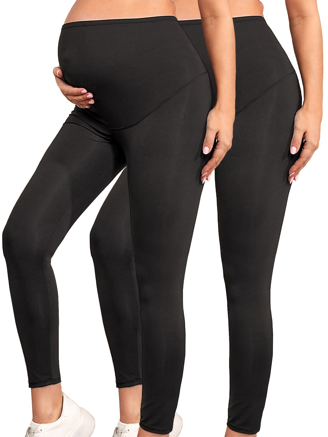 2 sztuki Legginsy ciążowe Slim Fit Wysoki Stan Sportowe