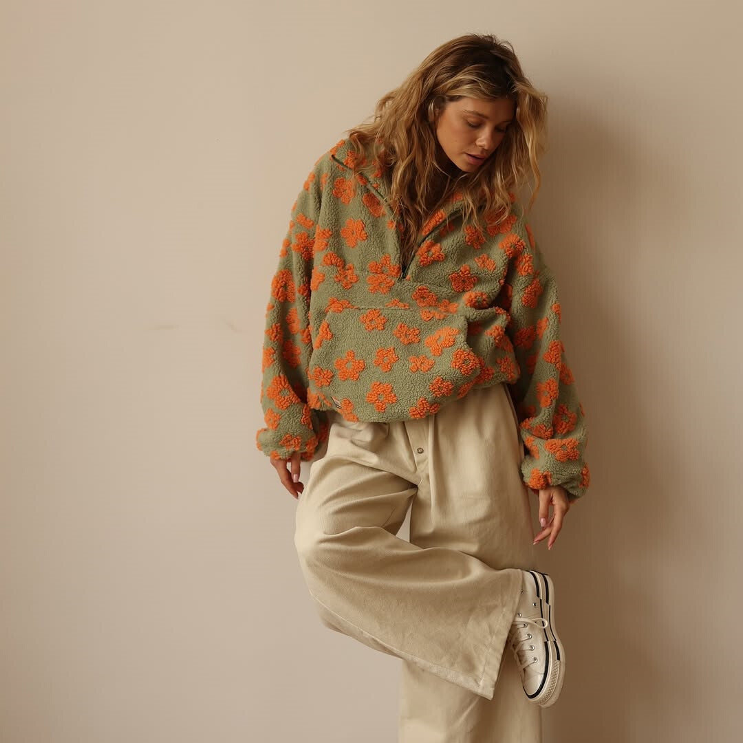 Daisy - Boho Kwiatowy Sweter Fleece